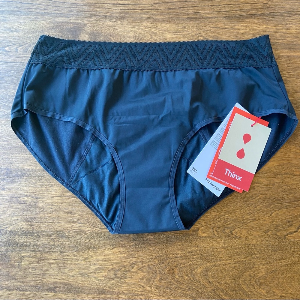 Thinx Period Underwear Moderate Flow Hiphugger Style Size 2XL Black NWT
